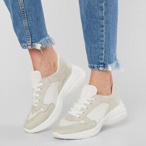 Madden Girl Chunky Platform Off White Gray Burrel Comfort Sneakers Size 7